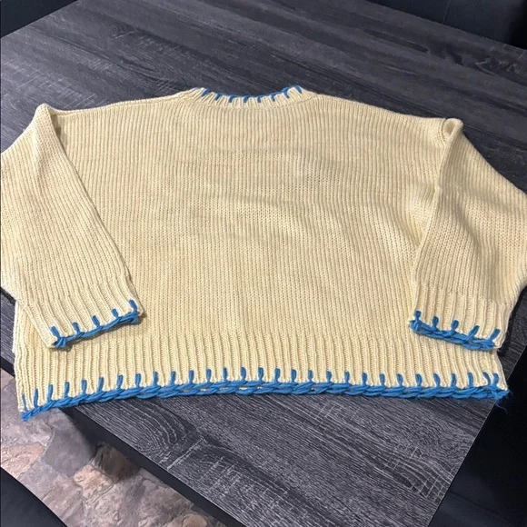 Bailey Rose  Blue and Cream Fish Pattern Sweater medium - Picture 3 of 3